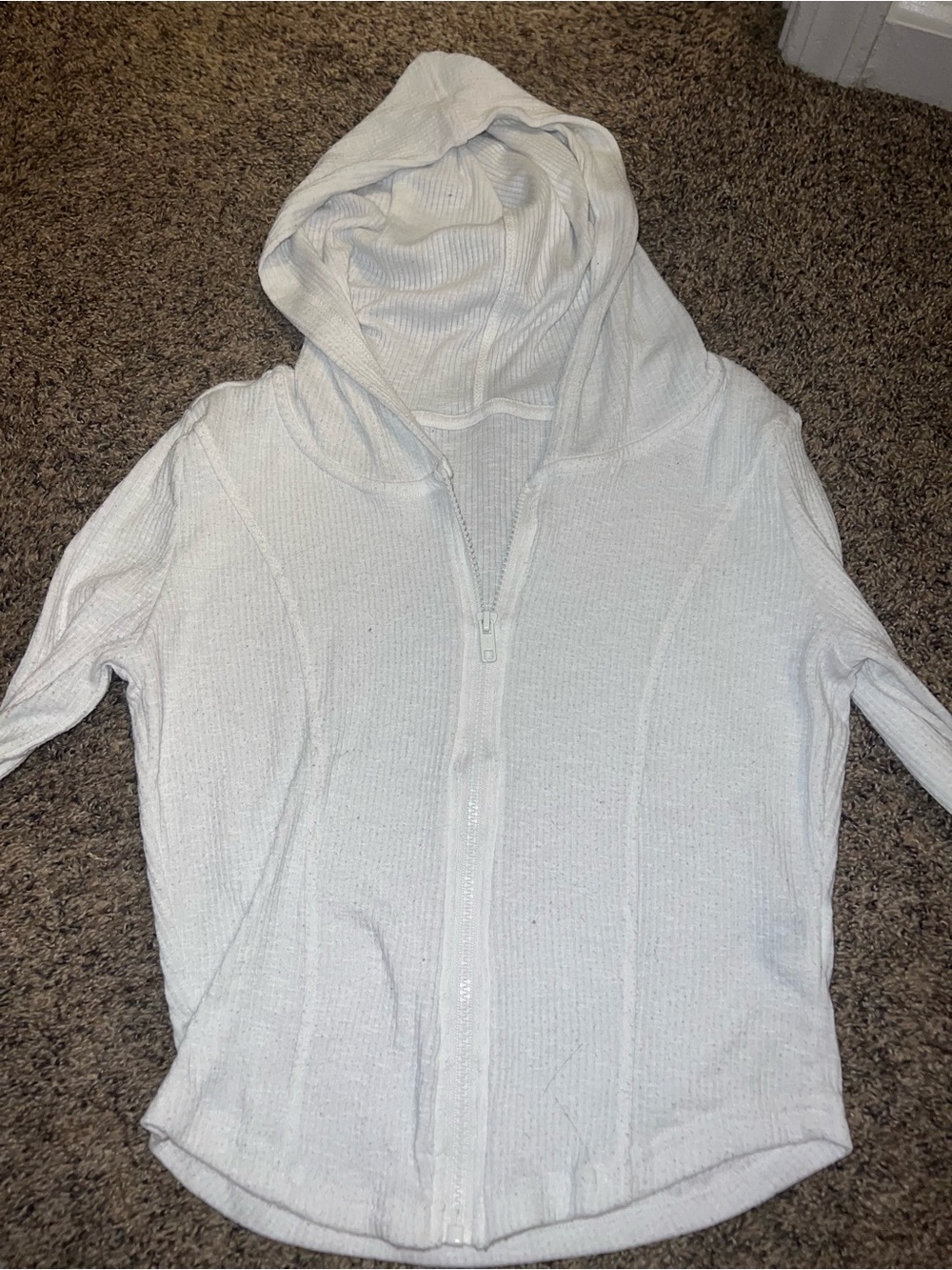 Cozy White Hooded Zip Jacket